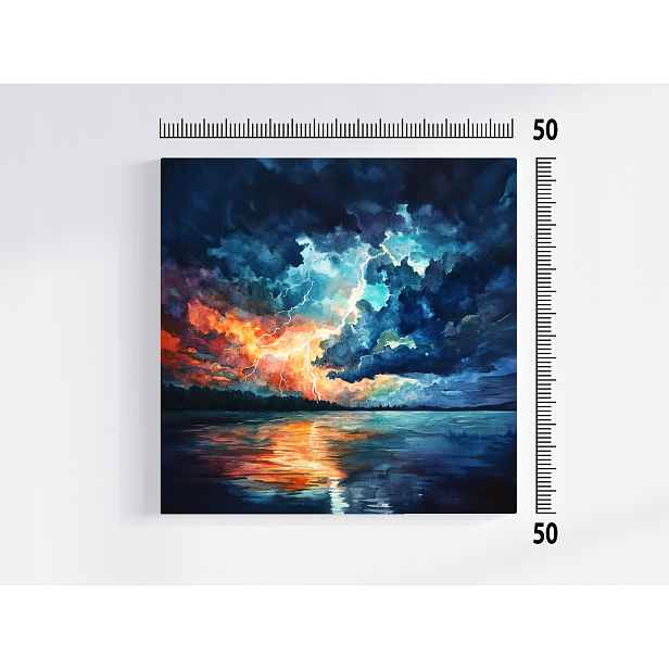 Obraz Na Plátně Canvas Krajina Jezero Řeka Voda Nebe Bouře Blesk 50x50