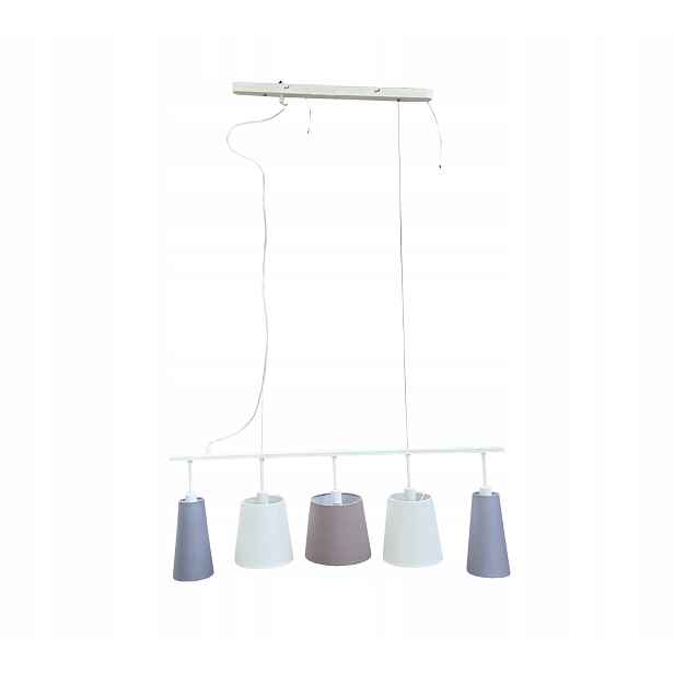 Závěsná lampa s 5 stínidly, 150 cm, nastavitelná
