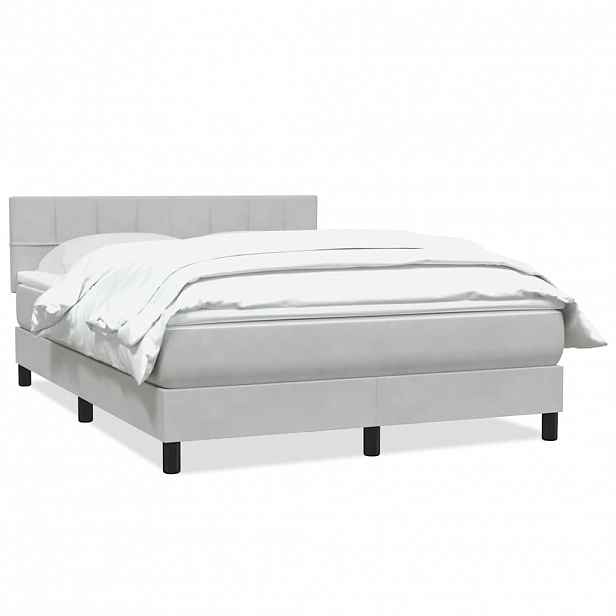 vidaXL Box spring postel s matrací světle šedá 160x210 cm samet