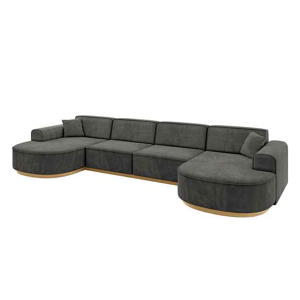 ALTDECOR SEDACÍ SOUPRAVA ve tvaru U MARI-U2-v2 388x171x83 Tmavě šedá Velur
