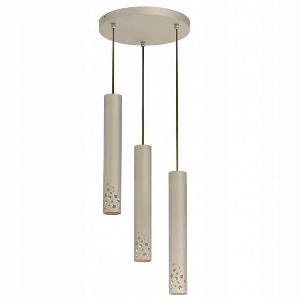 Béžová trojitá závěsná trubková lampa na kruhu Tibia Buble 5738 Luminex