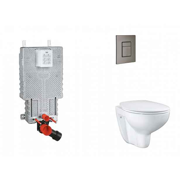 Grohe Uniset - Set předstěnové instalace, klozetu, sedátka SoftClose a tlačítka Skate Cosmopolitan, kartáčovaný Hard Graphite SANI15BB5102