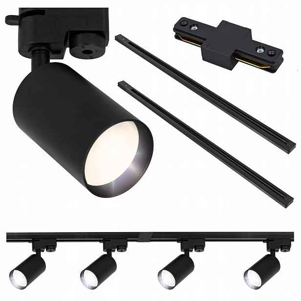 Kolejnicové osvětlení Sada Lišta 2 m lampa x4 GU10 Kolejnicová lišta 200 cm