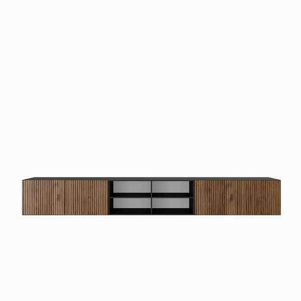 MASSENO ZÁVĚSNÝ TV STOLEK VAREN, 300/41/40 cm, černý /, dekor dub