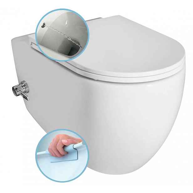 Sapho Isvea Infinity - Závěsné WC CleanWash s bidetovou sprškou, Rimless, bílá 10NFS9217I