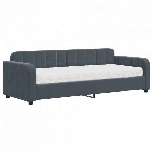 vidaXL Válenda s matrací tmavě šedá 80 x 200 cm samet
