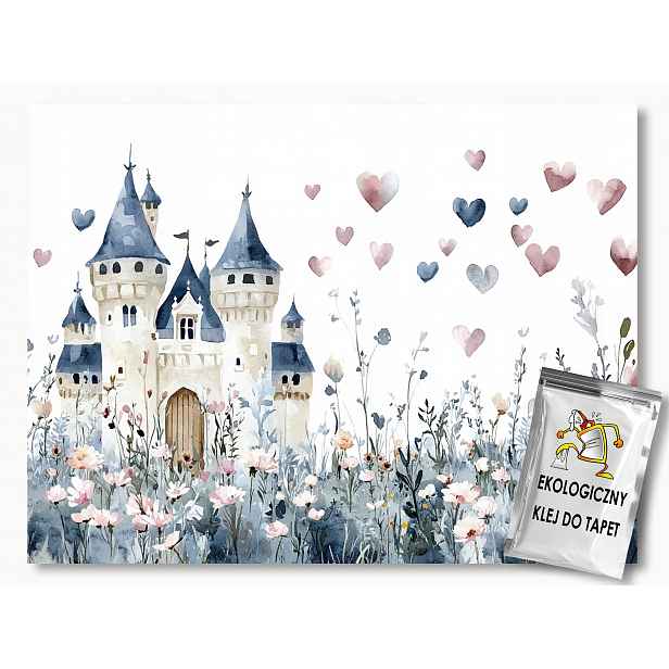Fototapeta Flizelina Akvarel Louka Květiny Zámek Palác Srdce 416x254 130g