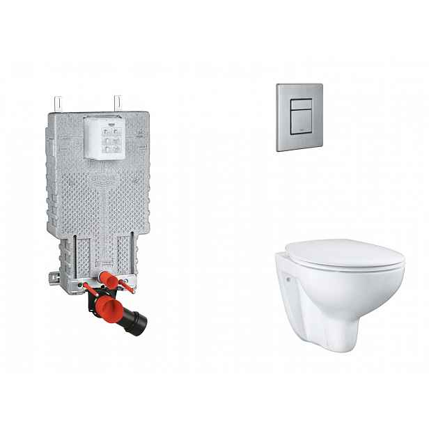 Grohe Uniset - Set předstěnové instalace, klozetu, sedátka SoftClose a tlačítka Skate Cosmopolitan, kartáčovaná nerezová ocel SANI15BB2103