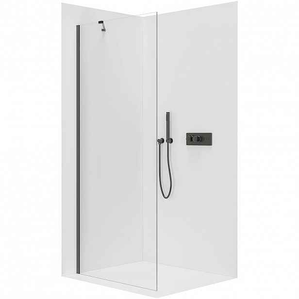 Sprchová zástěna Walk-in Onyx Y L/P - 8 mm - černá matná, transparentní sklo - 130x200 cm