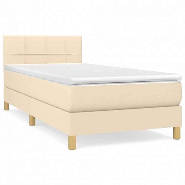 vidaXL Box spring postel s matrací krémová 90x190 cm textil