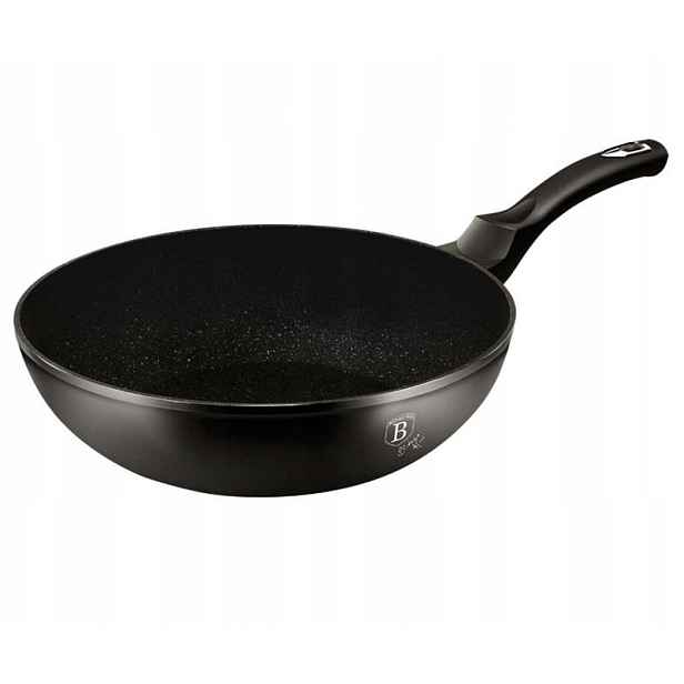 Berlinger Haus Granitový Wok Pánev 28 CM Pro Indukci Gaz Black Silver