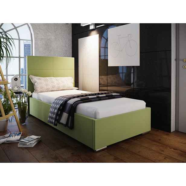 Čalouněná postel SOFIE 90x200 cm, zelená látka