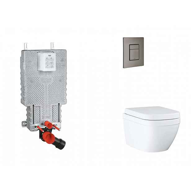 Grohe Uniset - Set předstěnové instalace, klozetu, sedátka SoftClose a tlačítka Skate Cosmopolitan, Triple Vortex, kartáčovaný Hard Graphite SANI15BB5