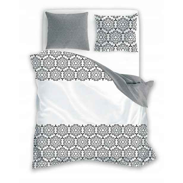 Povlečení 140x200 Glamour 017 šedý bílý ornament