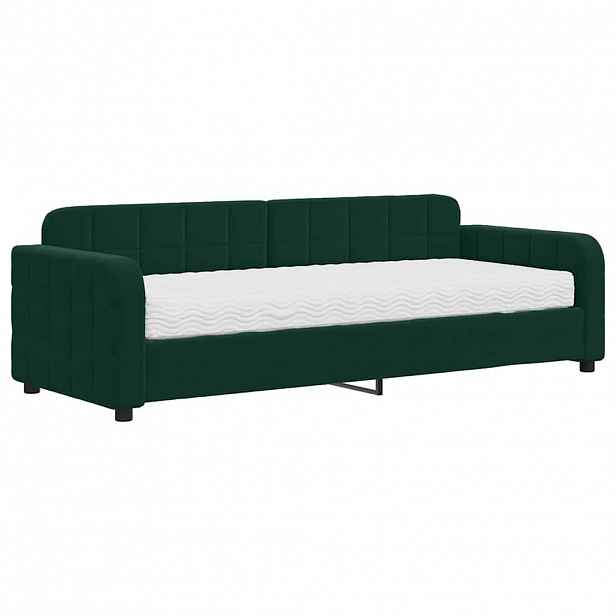 vidaXL Válenda s matrací tmavě zelená 80 x 200 cm samet