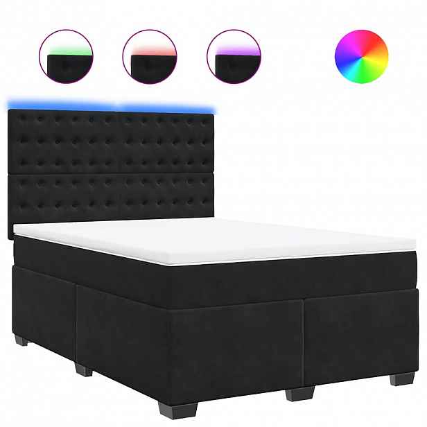vidaXL Box spring postel s matrací černá 140 x 190 cm samet