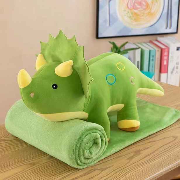 Plyšový DINOSAURUS s dětskou dekou uvnitř, zelený