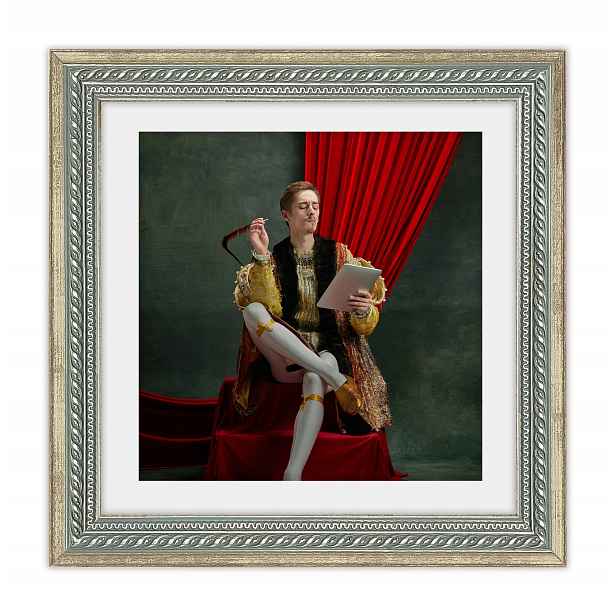 Rámeček Harry stříbrný 30x30 pasparta 25x25 zdobený dřevěným vintage