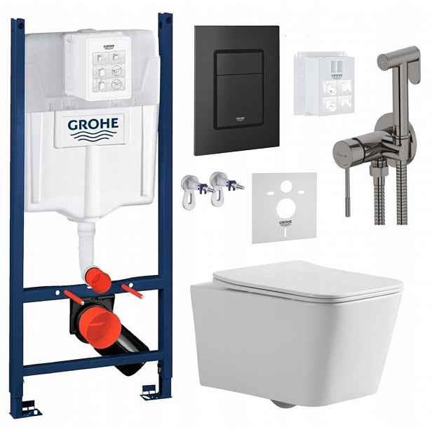 Wc Set Stelaz Grohe Wc Mísa Tornado Tlačítko Černá baterie grafit