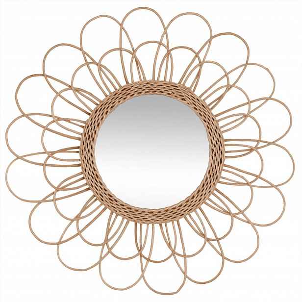 Zrcadlo Nástěnné Proutěné Pletený Rám boho 56 cm