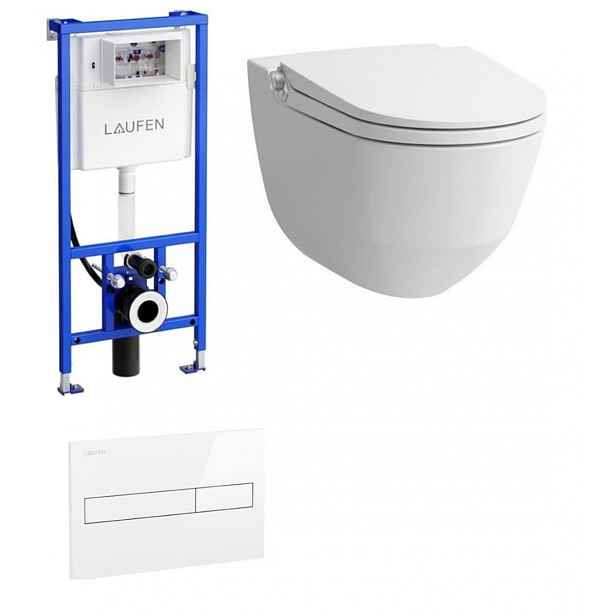 Akční balíček Laufen RIVA závěsné WC + podomítkový modul + WC tlačítko chrom matné + tablet
