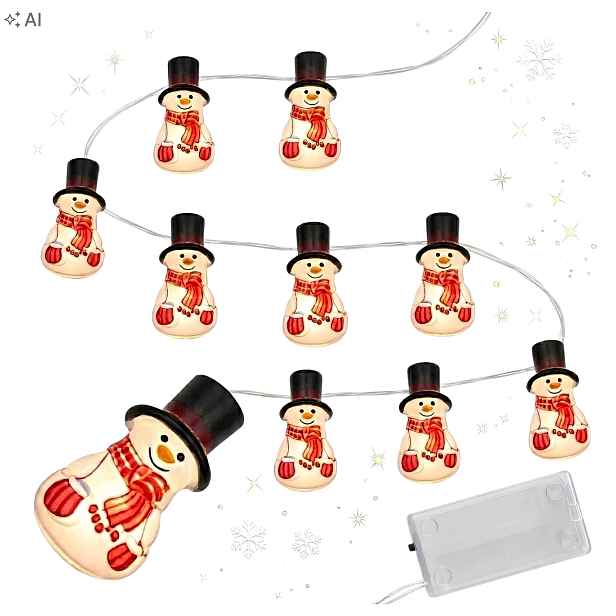 4 ks Lampičky Sněhuláci na baterie Vánoční Osvětlení Na Stromeček Led Sněhuláci Girlanda 10