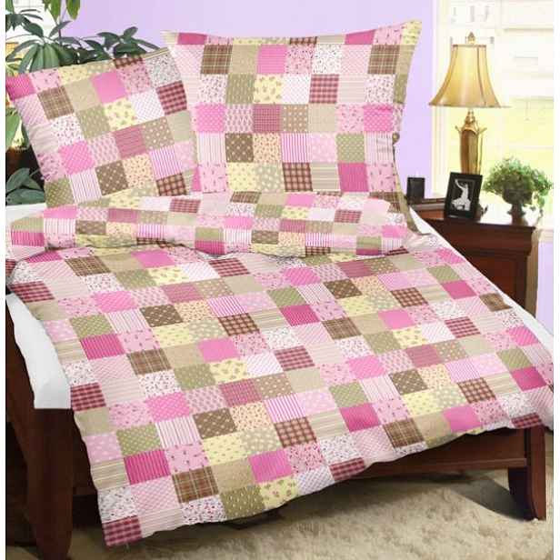 Krepové povlečení 160x200 Pačlánek růžový tmavý s knoflíky 100% bavlna hrubá