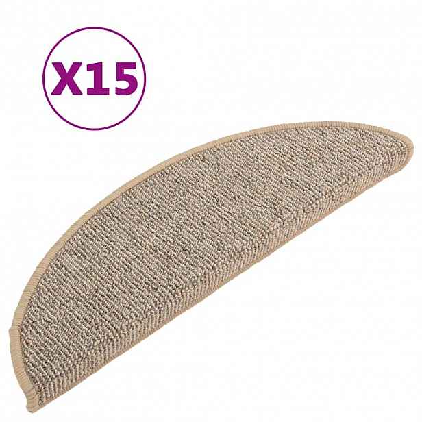 vidaXL Schodové rohože 15 ks 56 x 17 x 3 cm hnědé půlkulaté