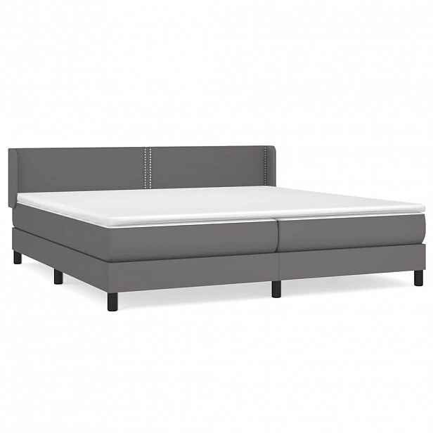 vidaXL Box spring postel s matrací šedá 200x200 cm umělá kůže