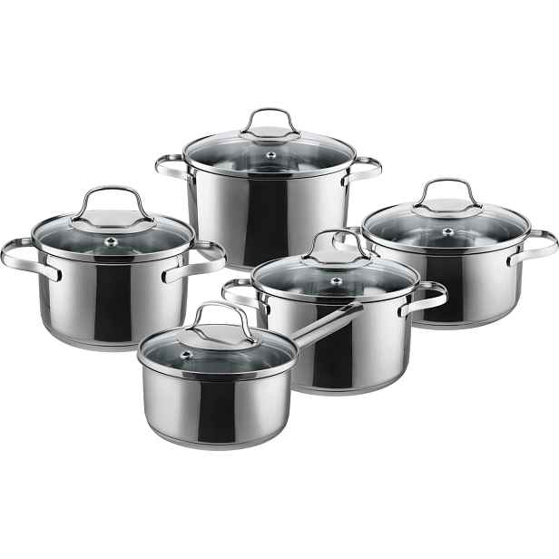 Silvercrest® Sada hrnců z nerezové oceli Premium, 5dílná (se skleněnými poklicemi)
