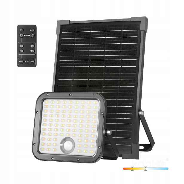 Solární Led reflektor 30W 2CCT 4800lm s pohybovým senzorem dálkový ovladač IP65 Kobi