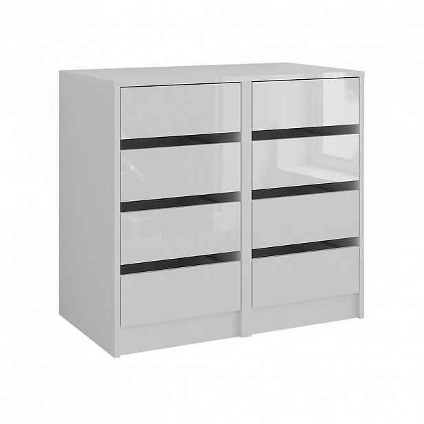 Vicco KREDENC Sherry Bílá/bílý vysoký lesk 80.2 x 76 cm Sada 2 kusů