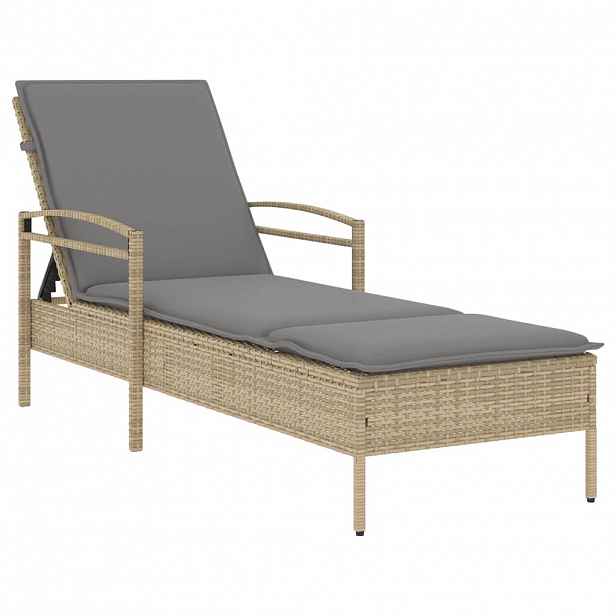 vidaXL Zahradní lehátko s poduškou béžové 63 x 200 x 81 cm polyratan