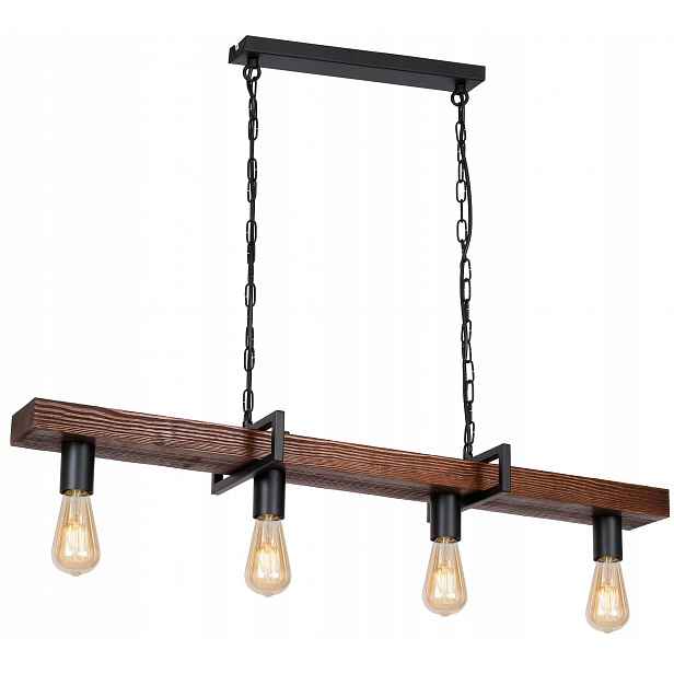 Závěsná stropní lampa Hard černo-hnědá 4xE27 loft do obývacího pokoje