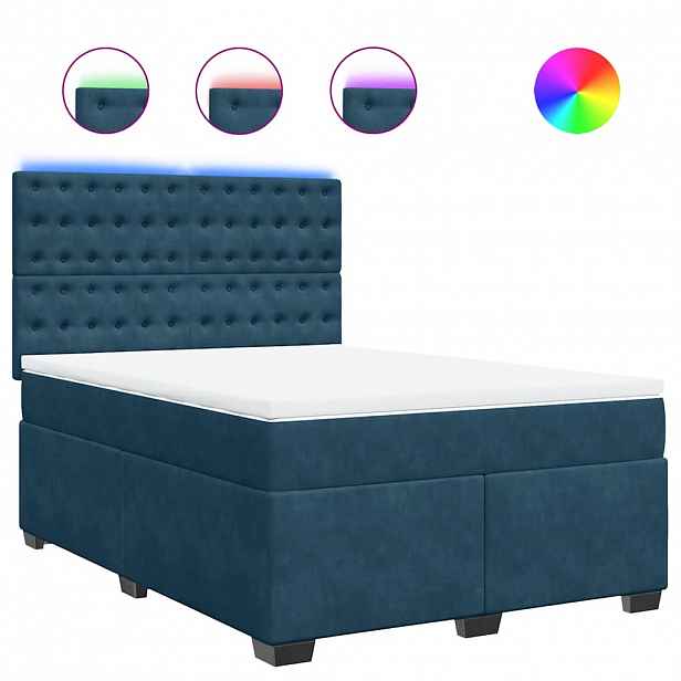 vidaXL Box spring postel s matrací modrá 140 x 190 cm samet