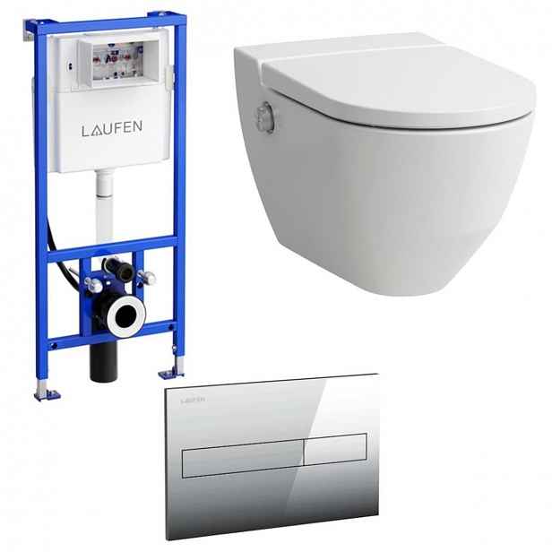 Akční balíček Laufen NAVIA závěsné WC + podomítkový modul + WC tlačítko chrom lesk + tablet