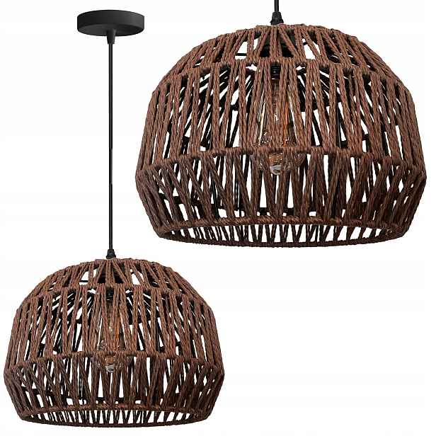 Závěsná Lampa Boho Přírodní Hnědá Jutový Provázek Toolight