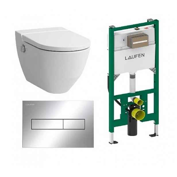 Akční balíček Laufen NAVIA závěsné WC + podomítkový modul + WC tlačítko chrom lesk + tablet