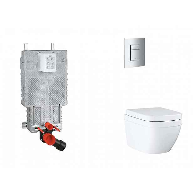 Grohe Uniset - Set předstěnové instalace, klozetu, sedátka SoftClose a tlačítka Skate Cosmopolitan, Triple Vortex, matný chrom SANI15BB2105