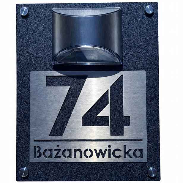 Tabulka s číslem domu Led solární-nerezová, senzor soumraku Grafit