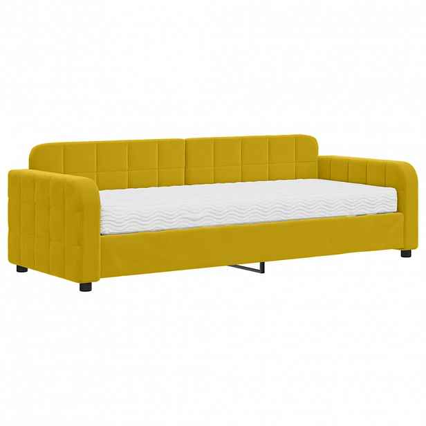 vidaXL Válenda s matrací žlutá 80 x 200 cm samet
