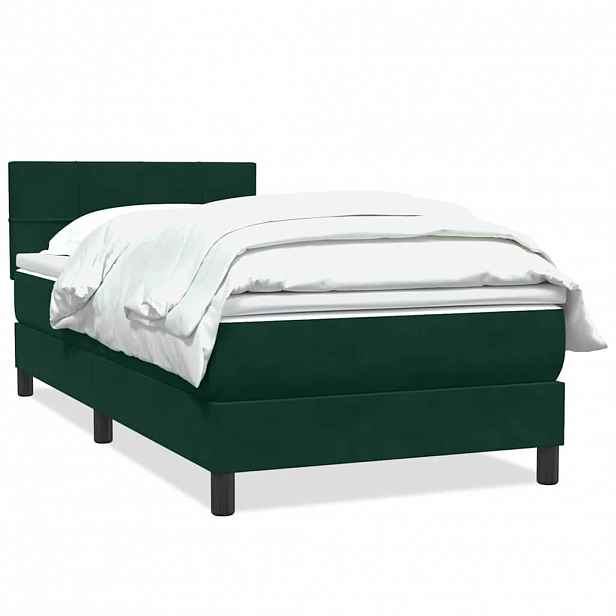 vidaXL Box spring postel s matrací tmavě zelená 80x220 cm samet