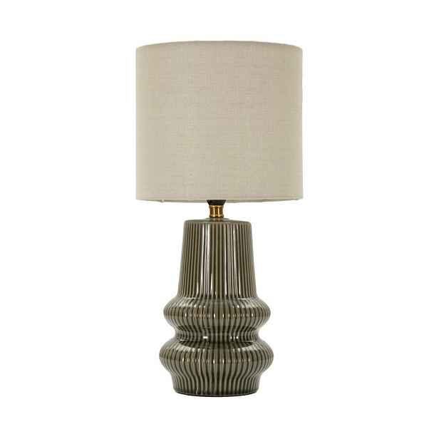 Khaki/krémová keramická stolní lampa s textilním stínidlem (výška 41,5 cm) Harmony – Mauro Ferretti