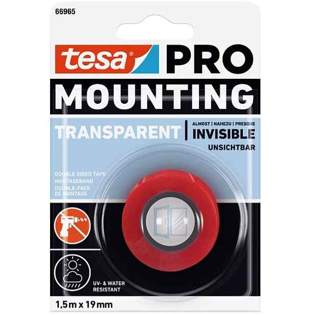 Páska oboustranná Tesa PRO Mounting 19 mm/1,5 m transparentní