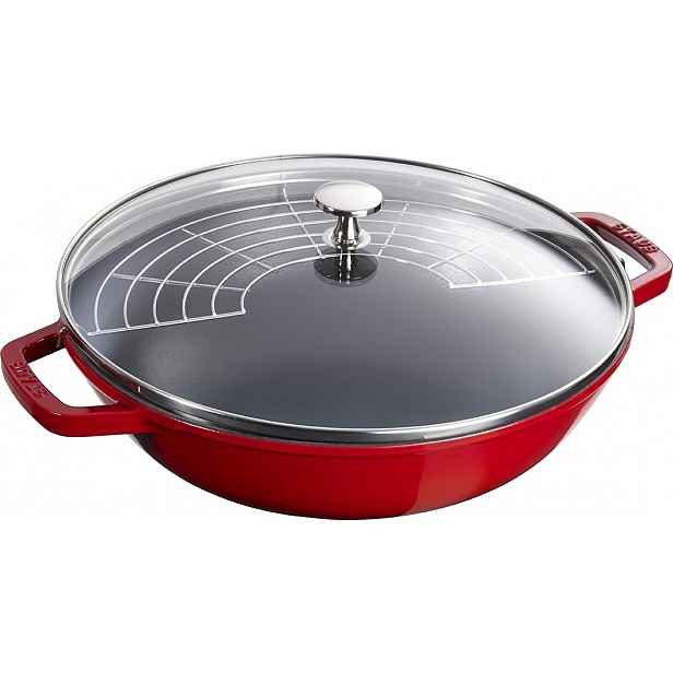 Staub Litinový wok se skleněnou poklicí, 30 cm, višňová 1312906