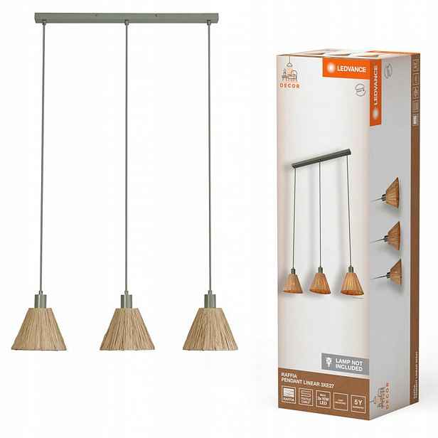 Závěsné Stropní Svítidlo Dekorativní E27 Hnědá Zelená Raffia Decor