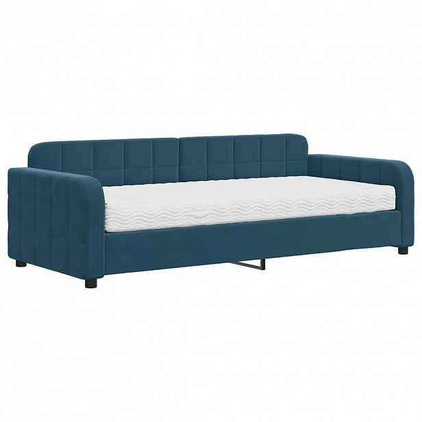 vidaXL Válenda s matrací modrá 90 x 200 cm samet