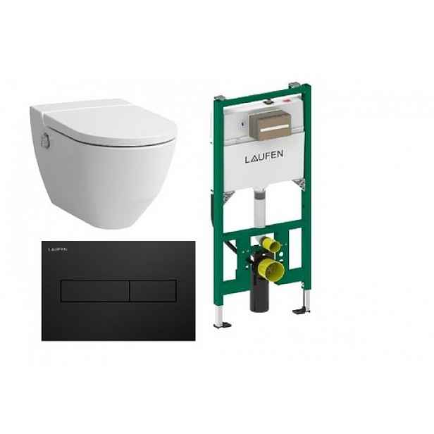 Akční balíček Laufen NAVIA závěsné WC + podomítkový modul + WC tlačítko chrom matné + tablet