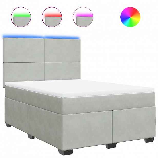 vidaXL Box spring postel s matrací světle šedá 140x200 cm samet