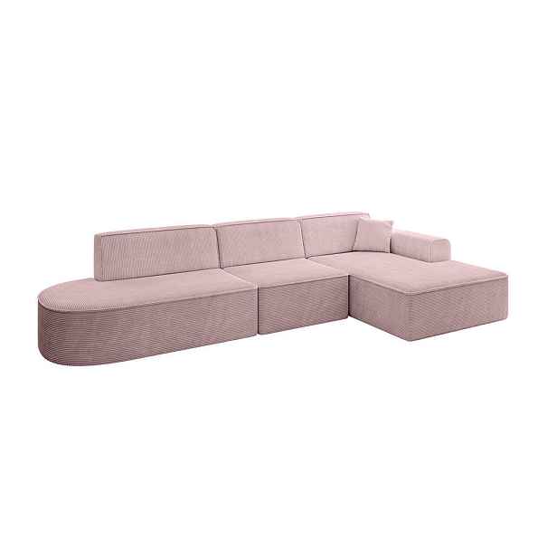 ALTDECOR ROHOVÁ SEDAČKA s otomanem, pravá IREA-L2-v3 327x165x77 Růžová Manšestr